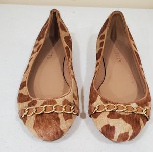 Talbots Pony Hair Flats 6.5 Tan chain details